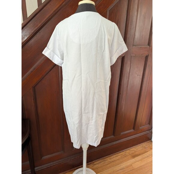 Vintage PurpleFloral Embroidered Zip-Up Nightgown Tassel Pull & Short Sleeves XL - Picture 6 of 9